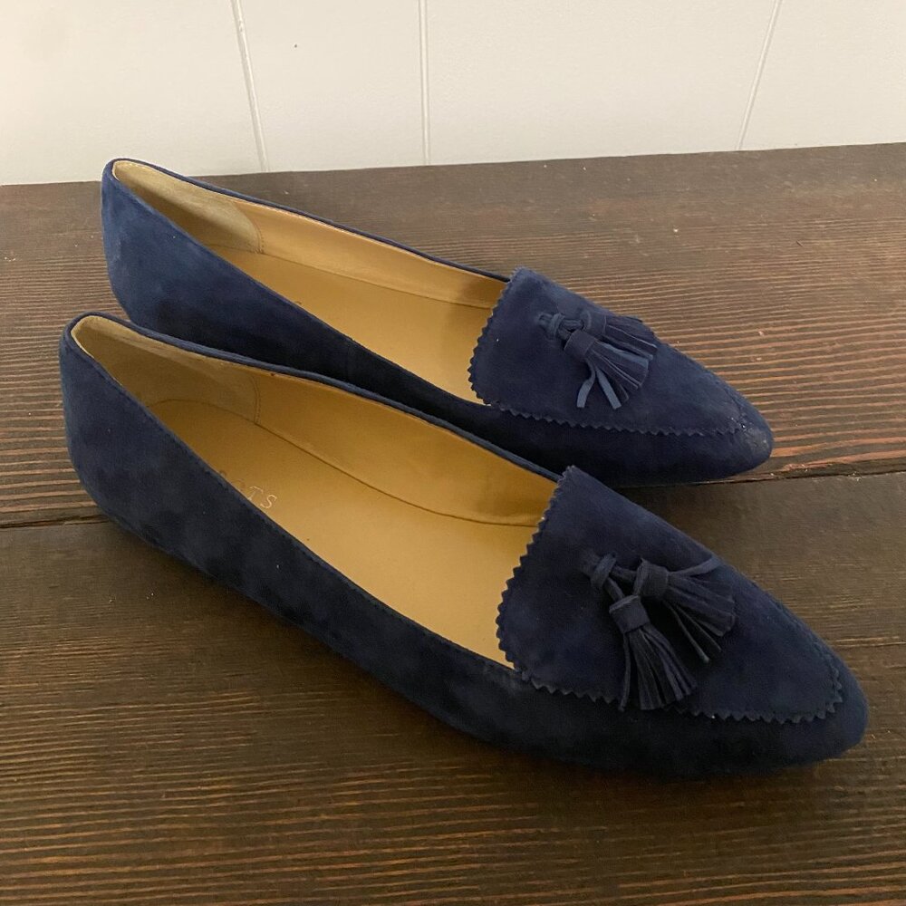 NWOT Talbots Francesca Driving Moccasins. Navy. 100% Leather Suede. Size 10. - Picture 3 of 5
